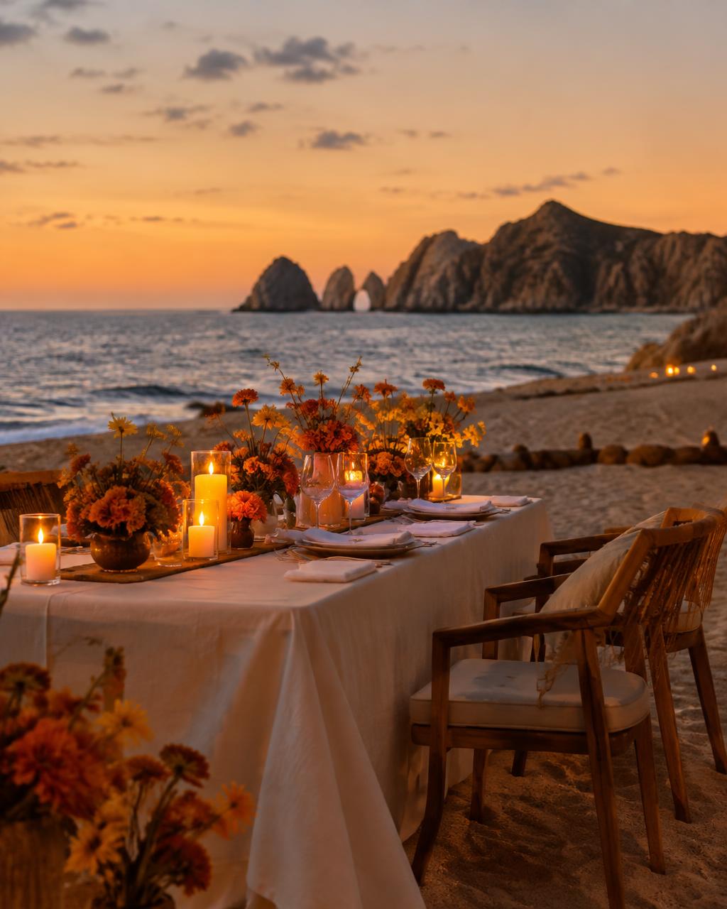 Candlelit dinner on the beach